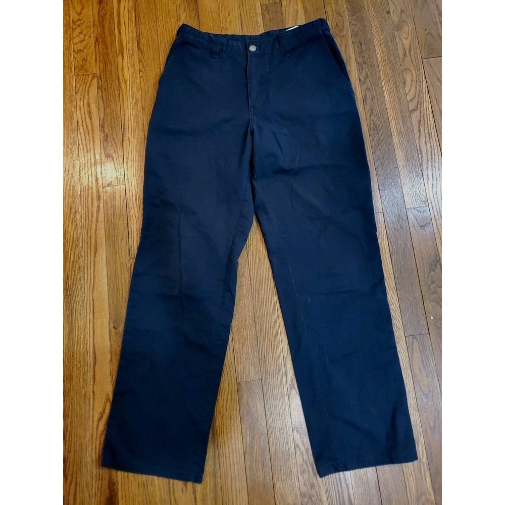 Genuine Dickies Mens BLACK Flat Front Casual Work Pants 34x34 Expandable Waist